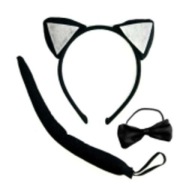 sexi set čelenka CAT, čierne UŠI, motýlik, CHVOST