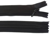 60 cm krytý špirálový zips, nerozopínateľný, čierny