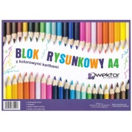 BLOK NA KRESLENIE, VEKTOR A4, FAREBNÝ, 16 LIST