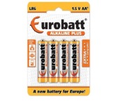 Alkalické batérie 4 ks paličky EUROBATT R6 LR6 AA