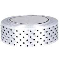 Bodková stuha Saténové stuhy 25mm/22mb Biela