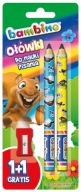 Ceruzka na učenie sa písať hrubá 1+1 zdarma Jumbo + strúhadlo BAMBINO
