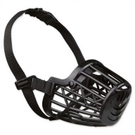 Plastový náhubok, pre psov, čierny, S, dĺžka náhubku 18 cm, šírka popruhu 5 cm