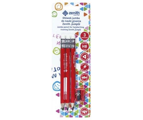 3 x Astra HB ceruzka s gumou, trojuholníková na učenie sa písať Jumbo + strúhadlo