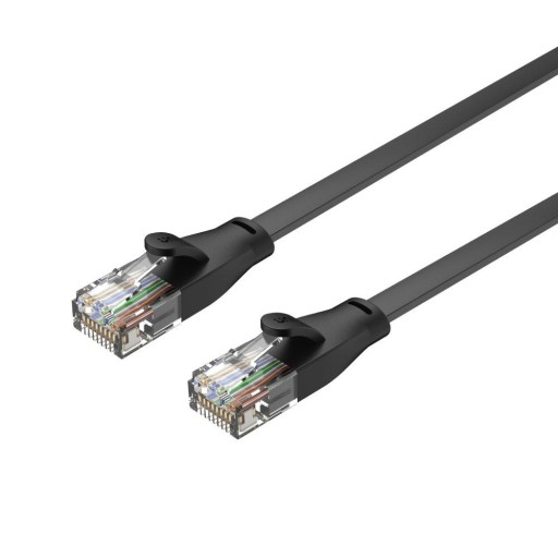 Unitek čierny plochý UTP Ethernet Cat.6 sieťový kábel 2m 1Gbps