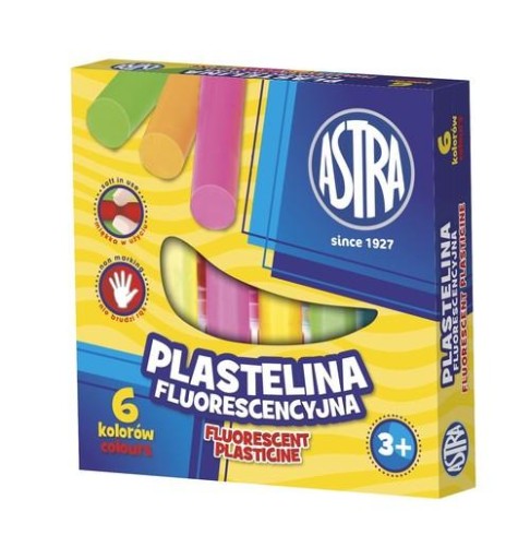 Fluorescenčná plastelína, 6 farieb, ASTRA