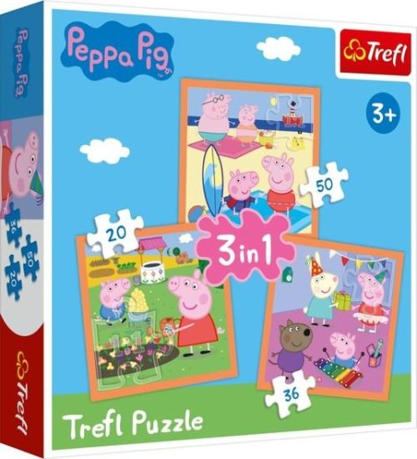 34852-PUZZZLE 3V1 KOCKY PEPPA PIG 3+