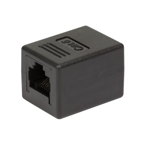 Konektor RJ45-RJ45 zásuvka-zásuvka, cat.6 UTP, čierny