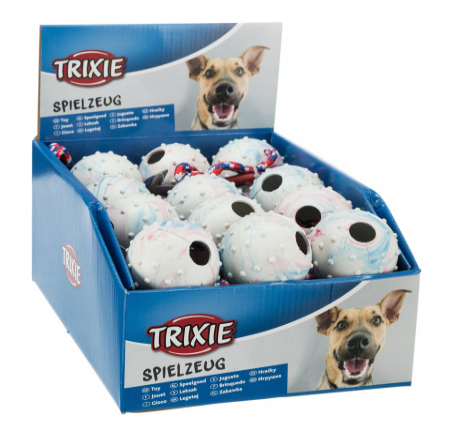 TRIXIE loptička z prírodnej gumy na šnúrke, priem 6 cm
