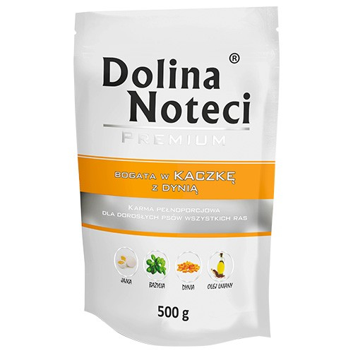 DOLINA NOTECI Prémiové mokré krmivo pre psov bohaté na kačicu a tekvicu 500g