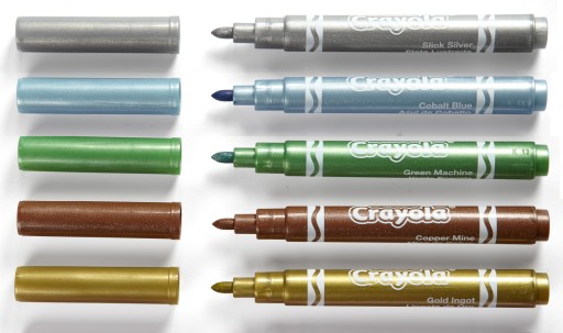 CRAYOLA METALICKÉ ZNAČOVAČE 5 FAREB 5052 NETOXICKÁ KREATÍVNA SADA ŠKOL.