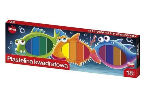 Štvorcová plastelína MONA, 18 farieb