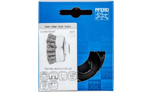 PFERD 65mm pletená hrnčeková kefa M14, oceľ