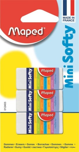 MAPED MINI SOFTY GUMA S KARTÓNOVÝM RÁMKOM, 3 KS NA BLISTRI