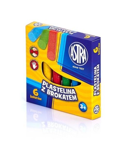 ASTRA plastelína 6 farieb s trblietkami