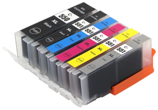 6x ATRAMENTY PRE TLAČIAREŇ CANON PIXMA PGI-550 CLI-551GY