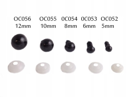 OC054 BEZPEČNÁ HRAČKA OČI S SVORKOU čierna 8mm 24ks