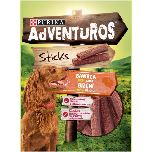 Purina ADVENTUROS Tyčinky pre psa byvol 120g