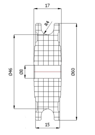 fi 60 ROPE ROLLER fi 8 Lanové valčeky, otvor 8