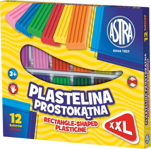 plastelína 12 farieb Astra obdĺžniková XXL