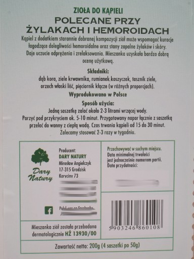 Odporúča sa na kŕčové žily a hemoroidy Bylinky na kúpanie