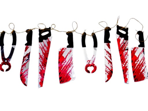 HALLOWEEN GARLAND BLOOD TOOLS PILOVÝ Nôž 120cm