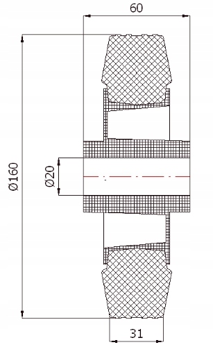 fi 160mm KOLESÁ KOLIESKA GUMOVÉ PLASTOVÉ -49T