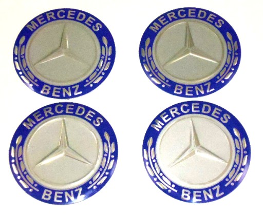 MERCEDES 60mm, emblémy, odznaky, modré puklice