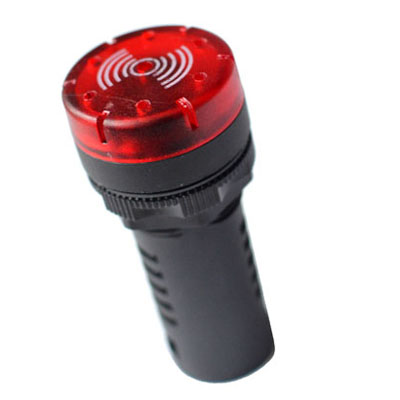 Červená LED kontrolka s bzučiakom 230V - AD16-22M/R