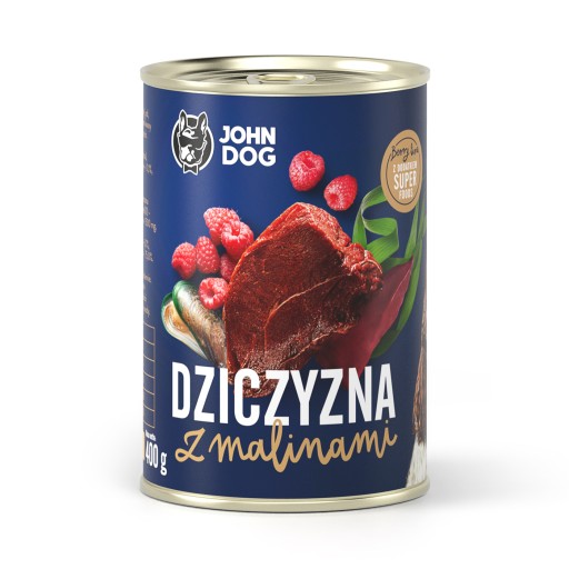 John Dog zverina, diviak, maliny 400g mokré krmivo