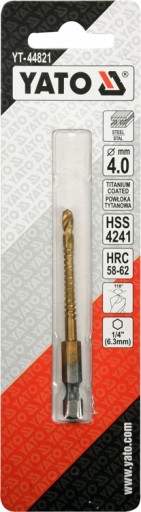 YATO HSS-TiN FRÉZACÍ VŔTAČ DO KOVU 4,0mm ŠEST
