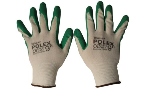 Ochranné rukavice, zelené, 9 L, Polex