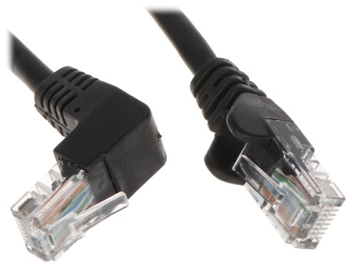 LAN UTP CAT 5e sieťový kábel 1x 90° Čierny 0,5m