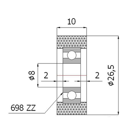 Polyuretánový prítlačný valec fi. 26,5 mm