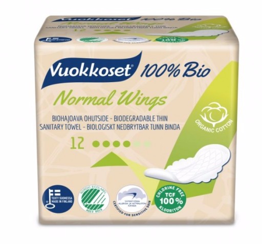 Vuokkoset Ekologické hygienické vložky s krídelkami 12x
