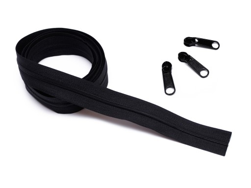 3mm ČIERNA VYSTUŽENÁ Zipsová páska + 3 zipsy