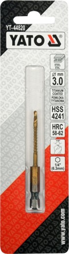 YATO HSS-TiN FRÉZACÍ VRTAČ DO KOVU 3,0mm ŠEST