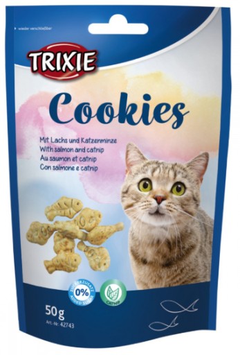 Trixie Cookies s lososom a mačacou trávou pre mačky 50 g