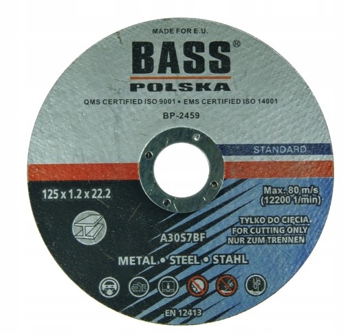 BASOVÝ POLŠTANÝ KOVOVÝ DISK 125mm x1,2mm x22,2mm