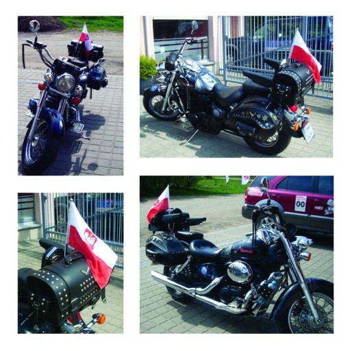 Poľská vlajka na stožiari motocykla