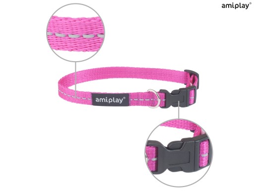 amiplay Reflective S reflexný golier, ružový