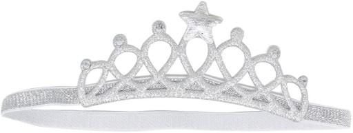 CROWN Čelenka do vlasov s gumičkou, STRIEBORNÁ farba