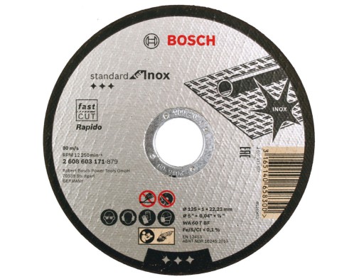 KORUNDOVÝ KOTOUČ BOSCH na rezanie kovu, ocele INOX, 125/1,0 mm
