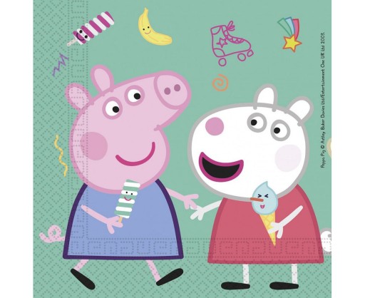 Peppa Pig narodeninové obrúsky - 33 cm - 20 ks