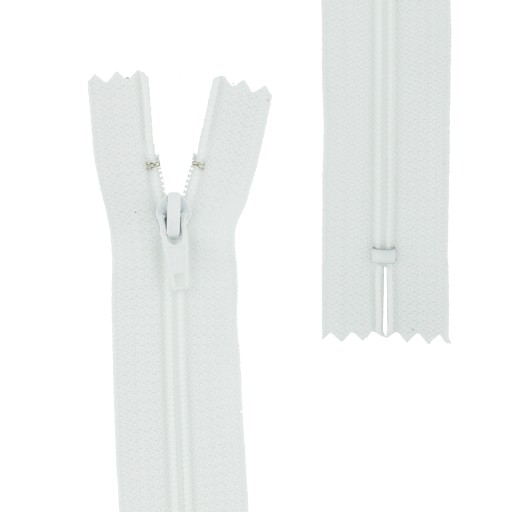 Zips na nohavičky s OTVORNÝM BLOKOM 2 ks 18 cm BIELY
