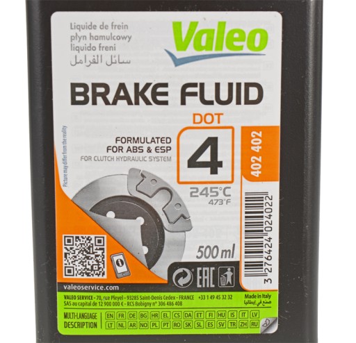 VALEO BRZDOVÁ KVAPALINA DOT 4 245 °C 500ML ABS ESP