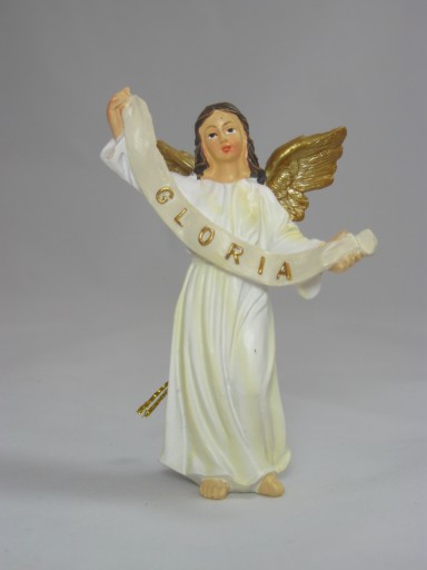 Anjel GLORIA na vianočný betlehem, na zavesenie - výška 8 cm, výška postavy 8 cm