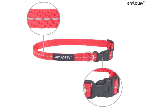 amiplay Reflective M reflexný golier, červený