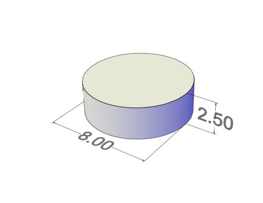 Neodymový magnet valcový MW 8x2,5 N38 10 ks