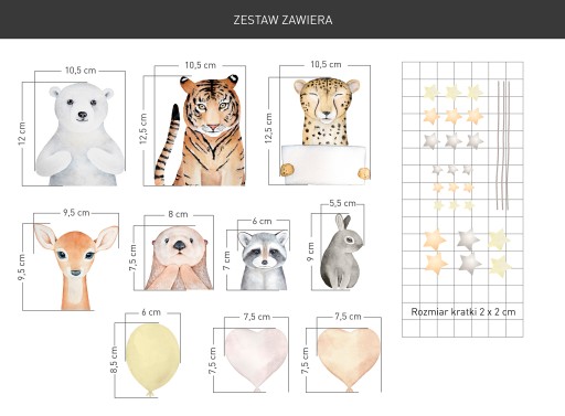 Nálepky na stenu ANIMALS s balónikmi, medvedík mýval M